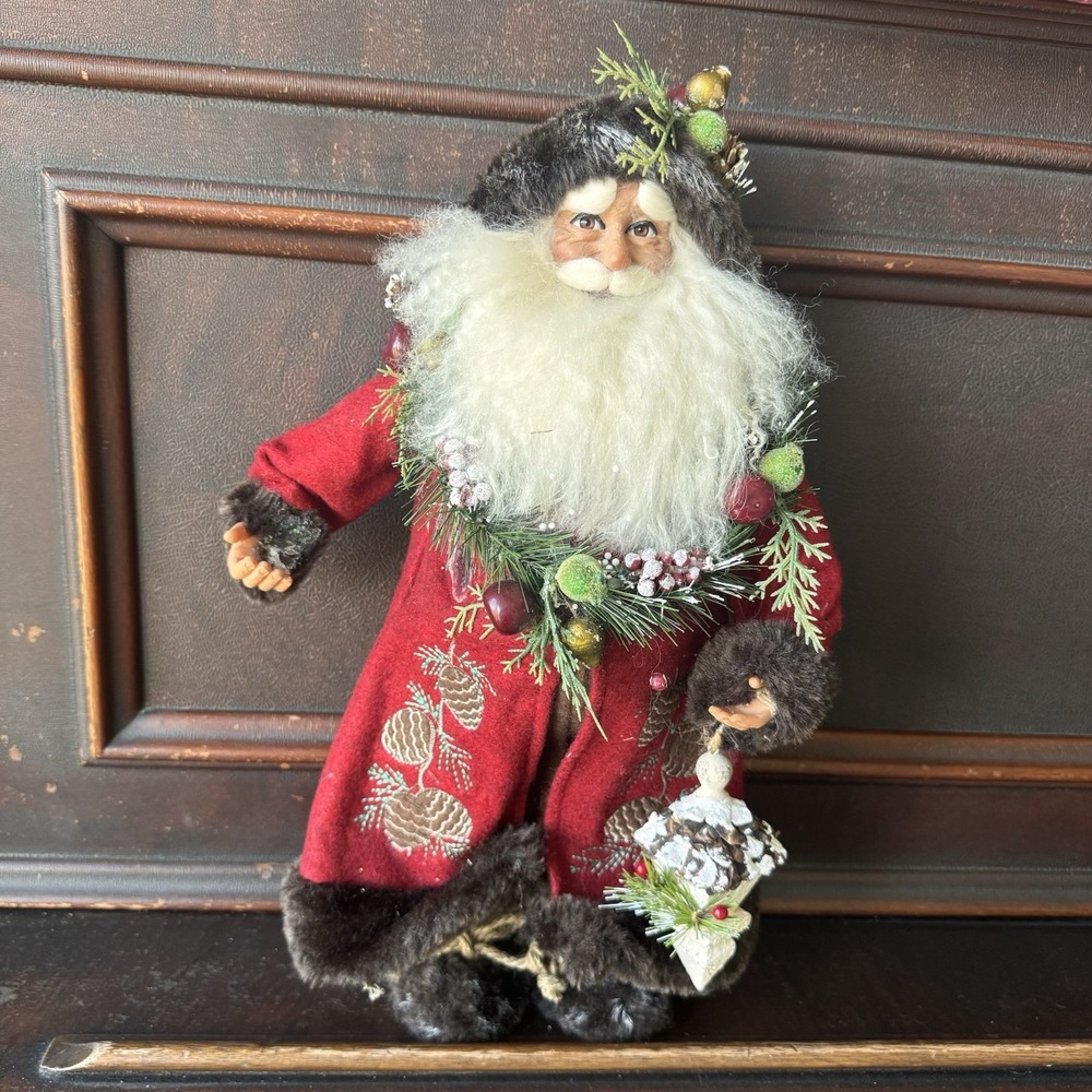 Karen Didion Originals 17" Christmas Santa With Original Tag Acorn Design *Read